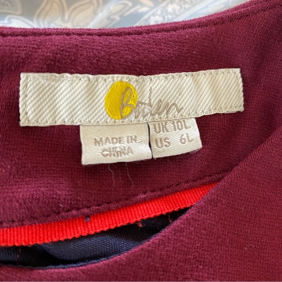 Boden | Alexis Dress Burgundy Button Sleeves - Picture 7 of 9